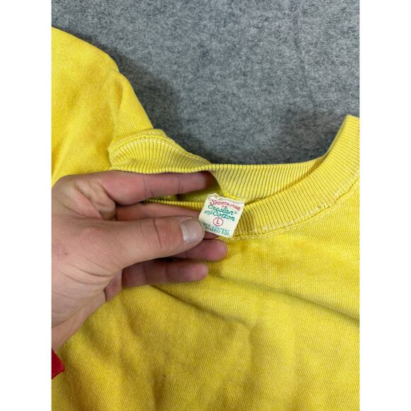 Vintage 60s Blank Plain Short Sleeve Sweatshirt Men Large Yellow Crewneck - Picture 2 of 7